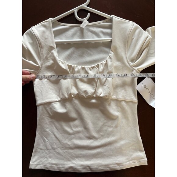 Athleta NWT Shanti Scoop 3/4 Sleeve Top Magnolia White Size Small - Picture 10 of 13